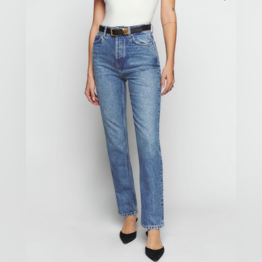 Reformation Cynthia High Rise Straight Jeans in Colorado Wash 26